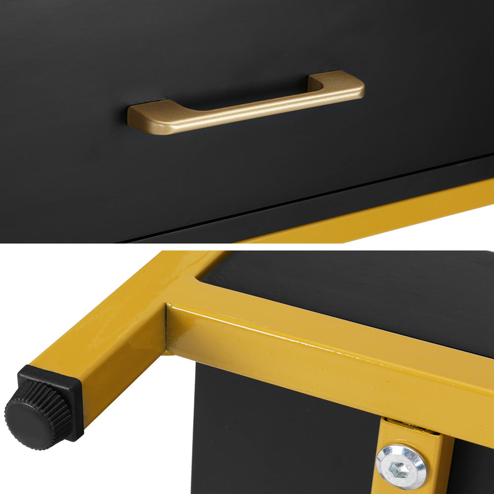 MASON Black Bedside Table Drawers Shelf Storage Nightstand