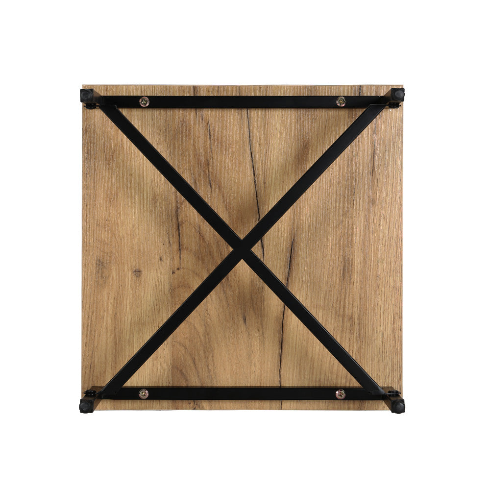 KRAVU Bedside Table Drawers Rustic Oak Black