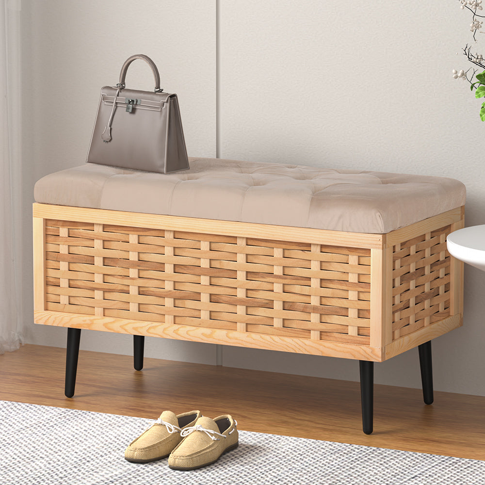 Noel Storage Ottoman Blanket Box 80cm Velvet Pine