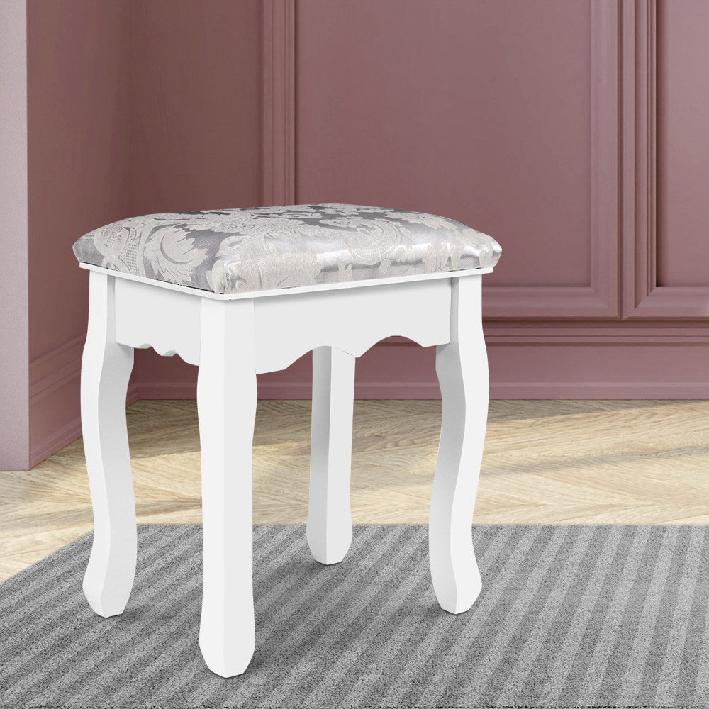 Artiss Dressing Table Stool White Linen Upholstered
