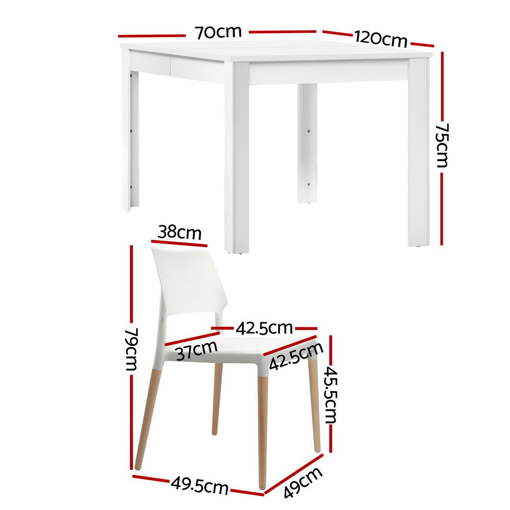 NATU 5-Piece Dining Set White Wood
