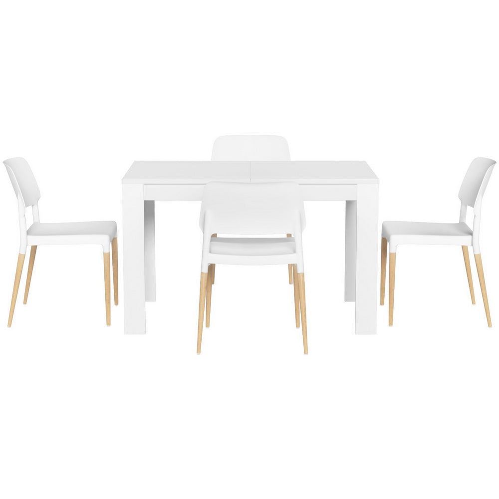 NATU 5-Piece Dining Set White Wood