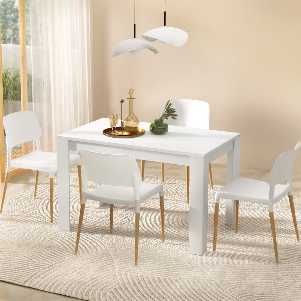 NATU 5-Piece Dining Set White Wood