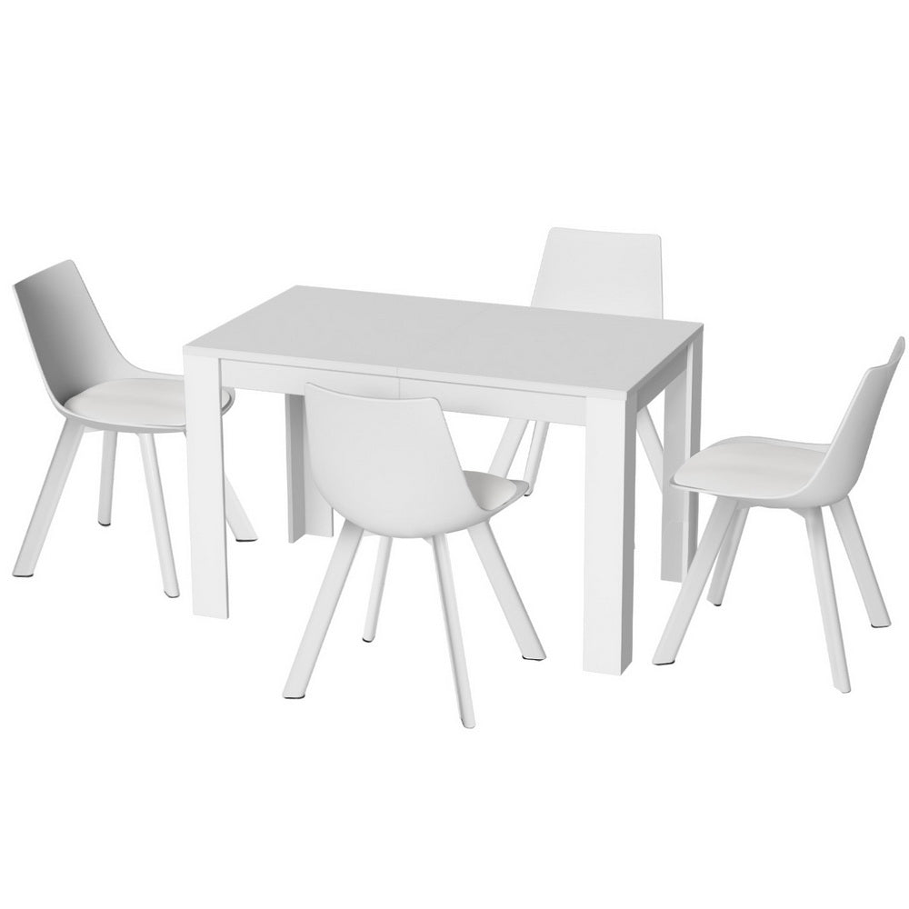 Natu Dining Table and 4 Chairs Set Rectangle White