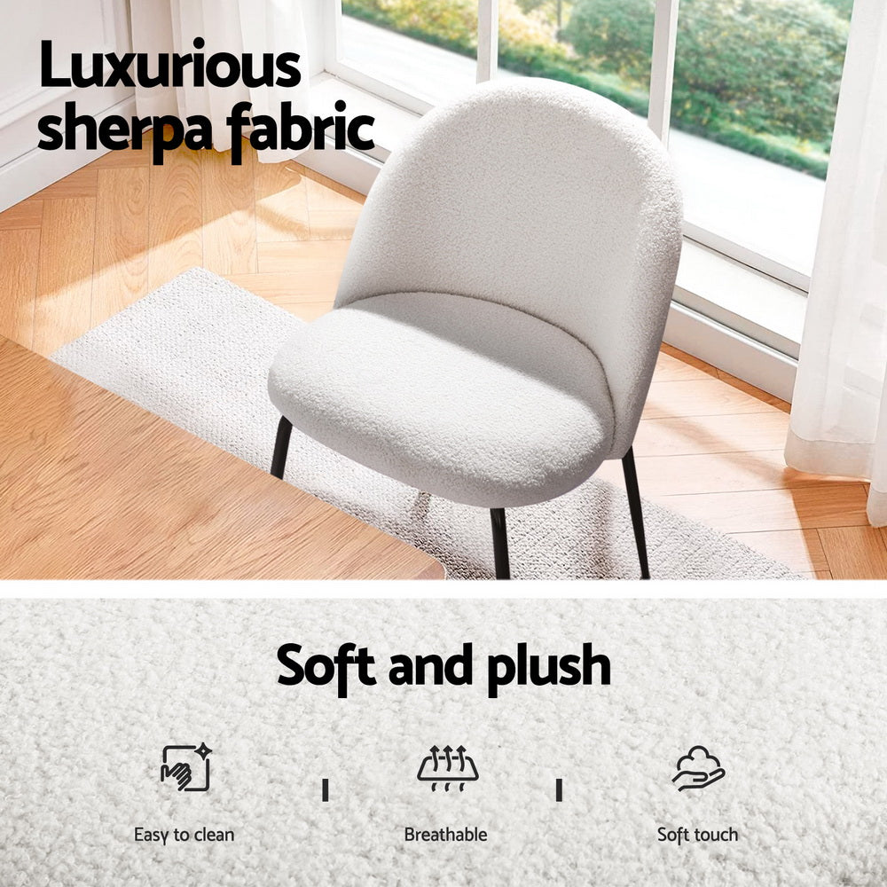Sherpa Dining Table Set 4 Chairs White