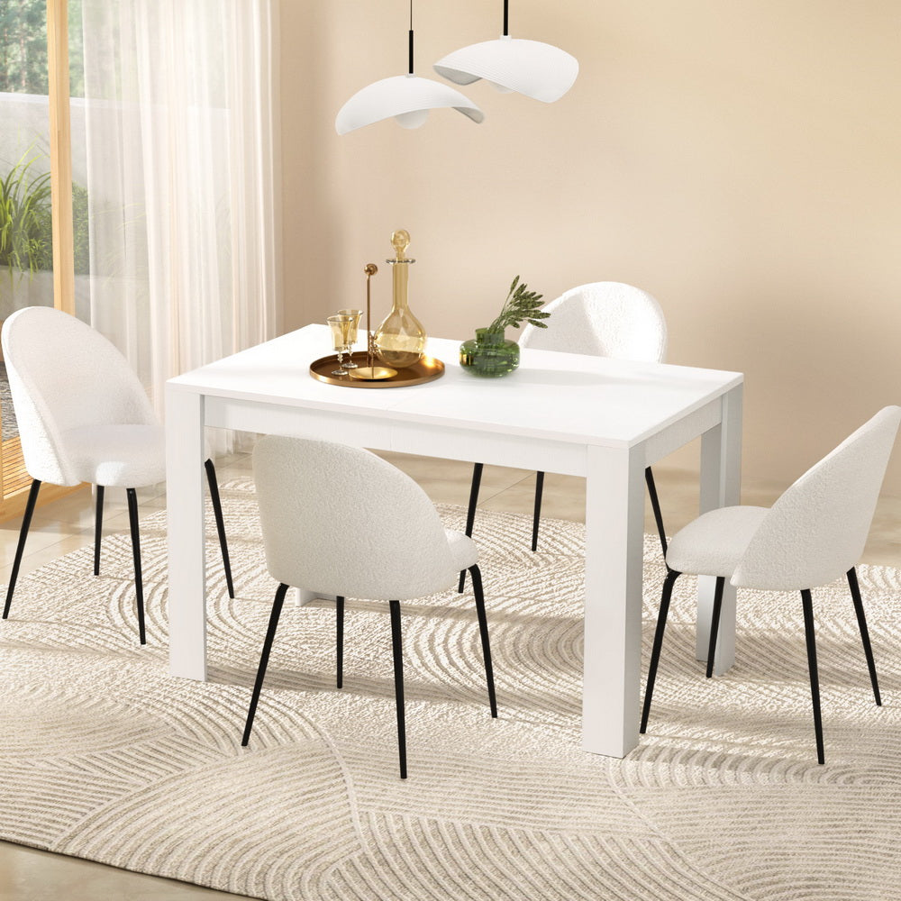 Sherpa Dining Table Set 4 Chairs White