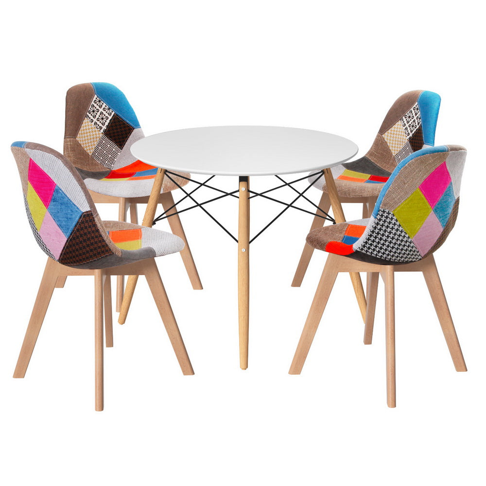 DSW Dining Table and 4 Chairs Set 100cm White