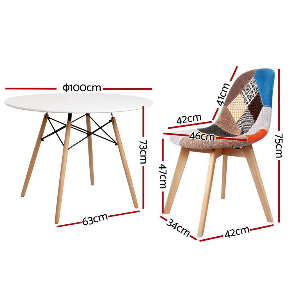 DSW Dining Table Set 4 Chairs White