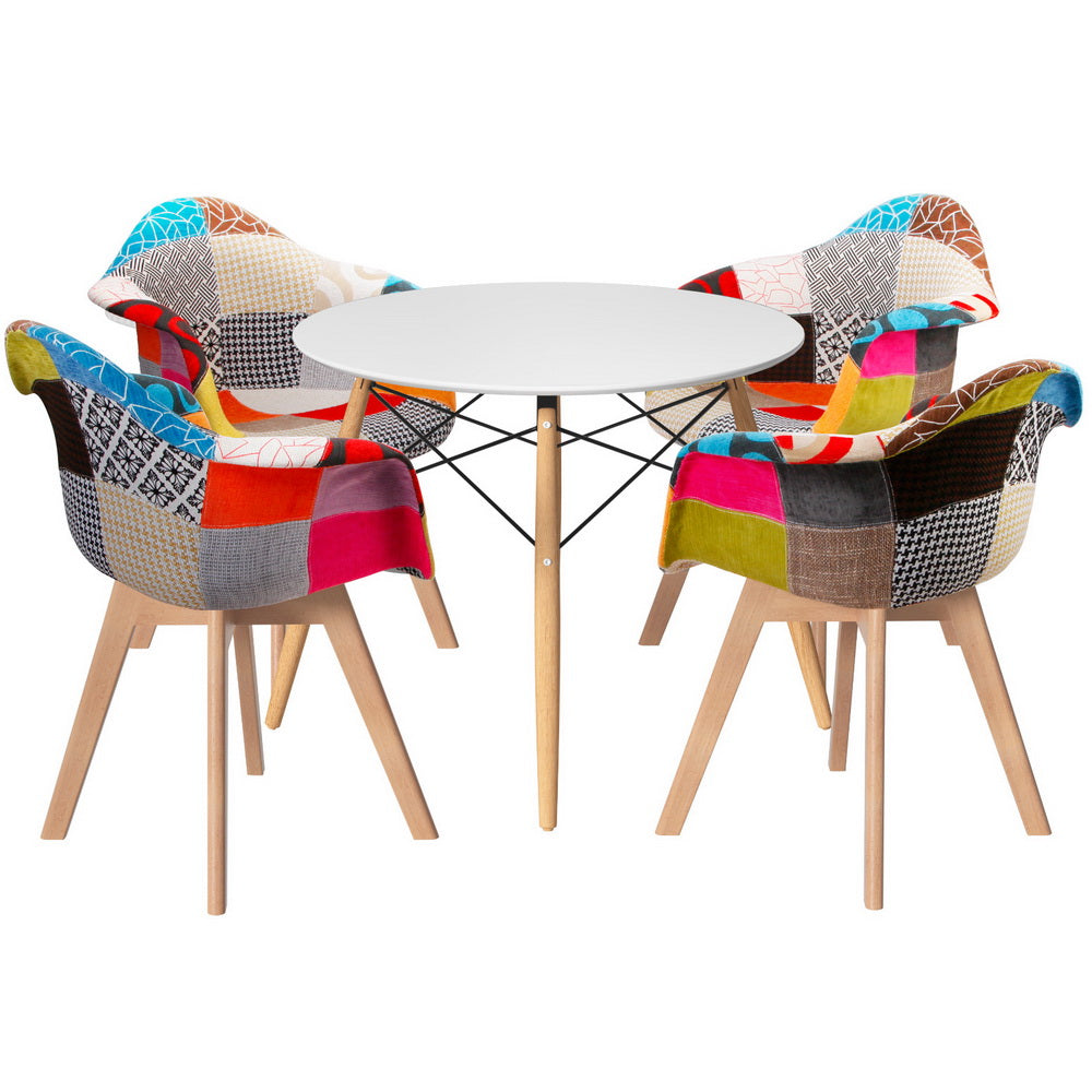DSW Dining Table Set 100cm with 4 Chairs White