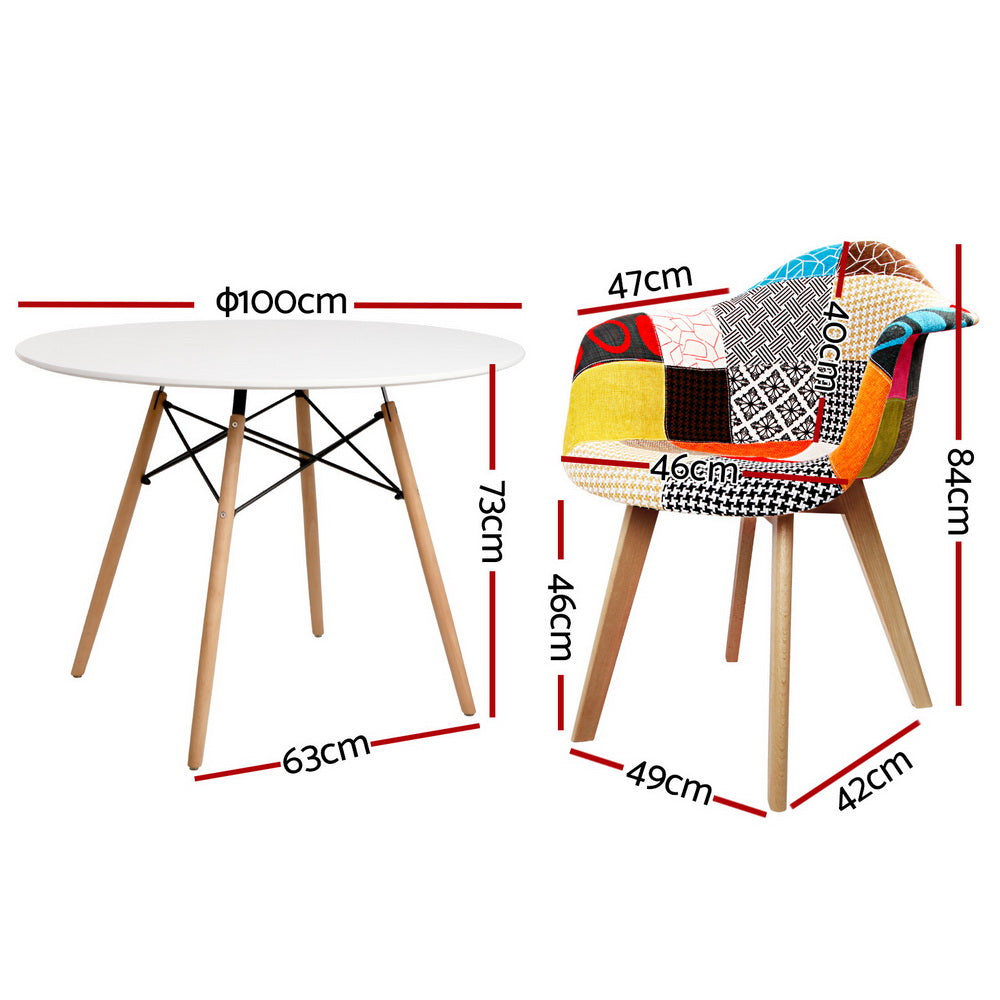 DSW Dining Table Set 100cm with 4 Chairs White