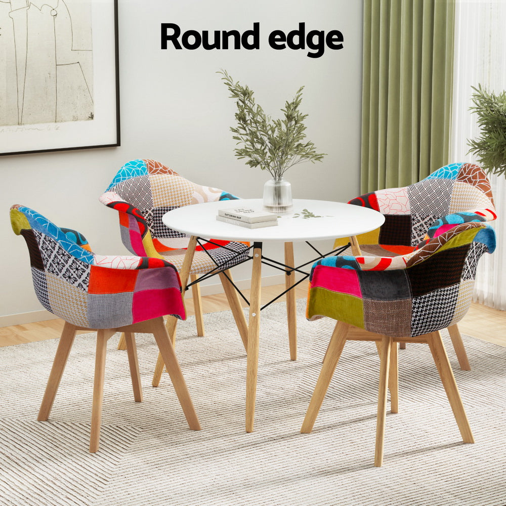 DSW Dining Table Set 100cm with 4 Chairs White