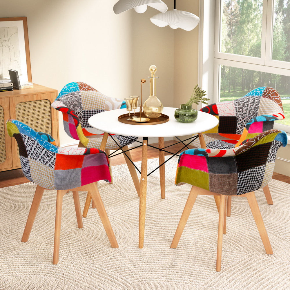 DSW Dining Table Set 100cm with 4 Chairs White