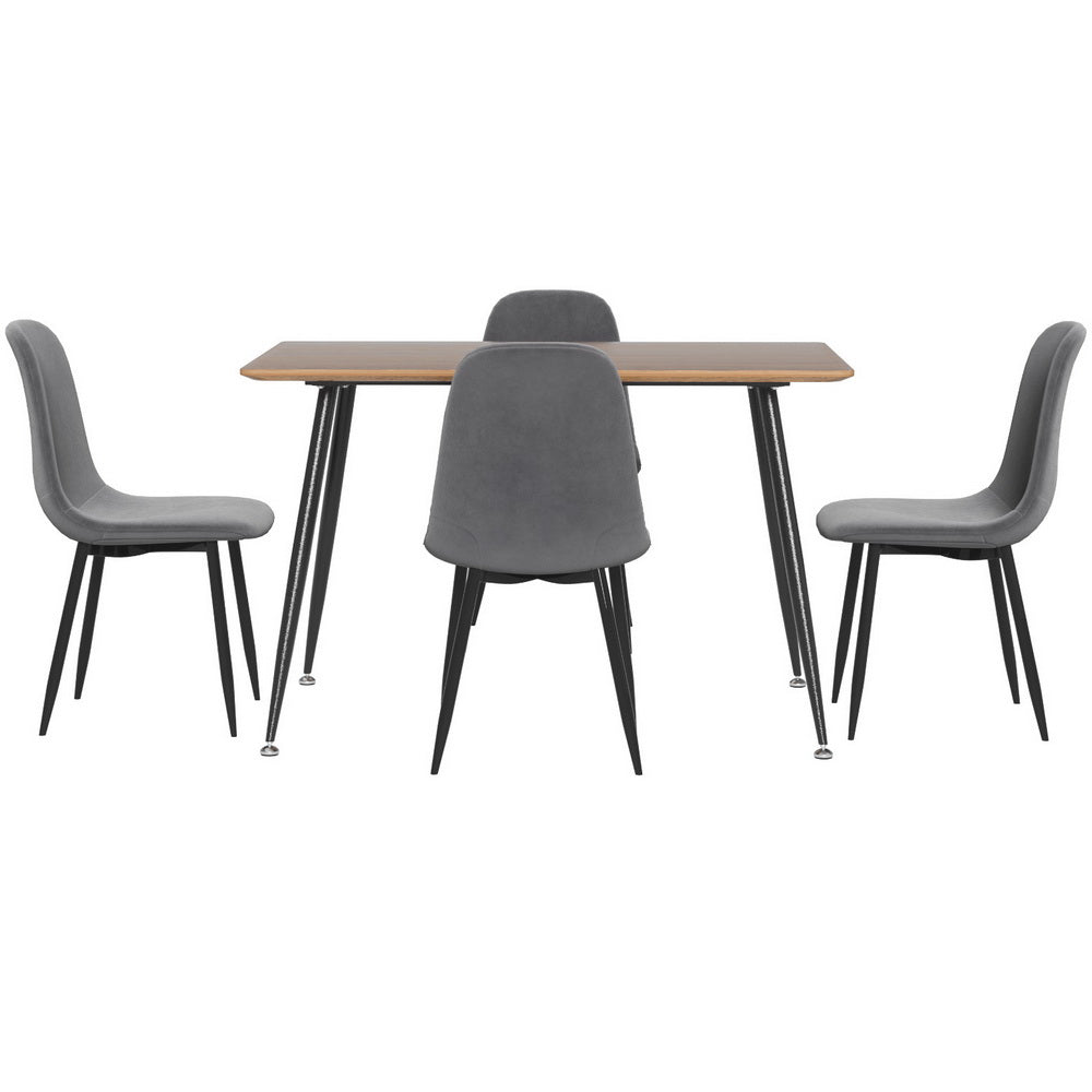 Caleb Dining Table Set 4 Chairs Grey Metal Industrial Style