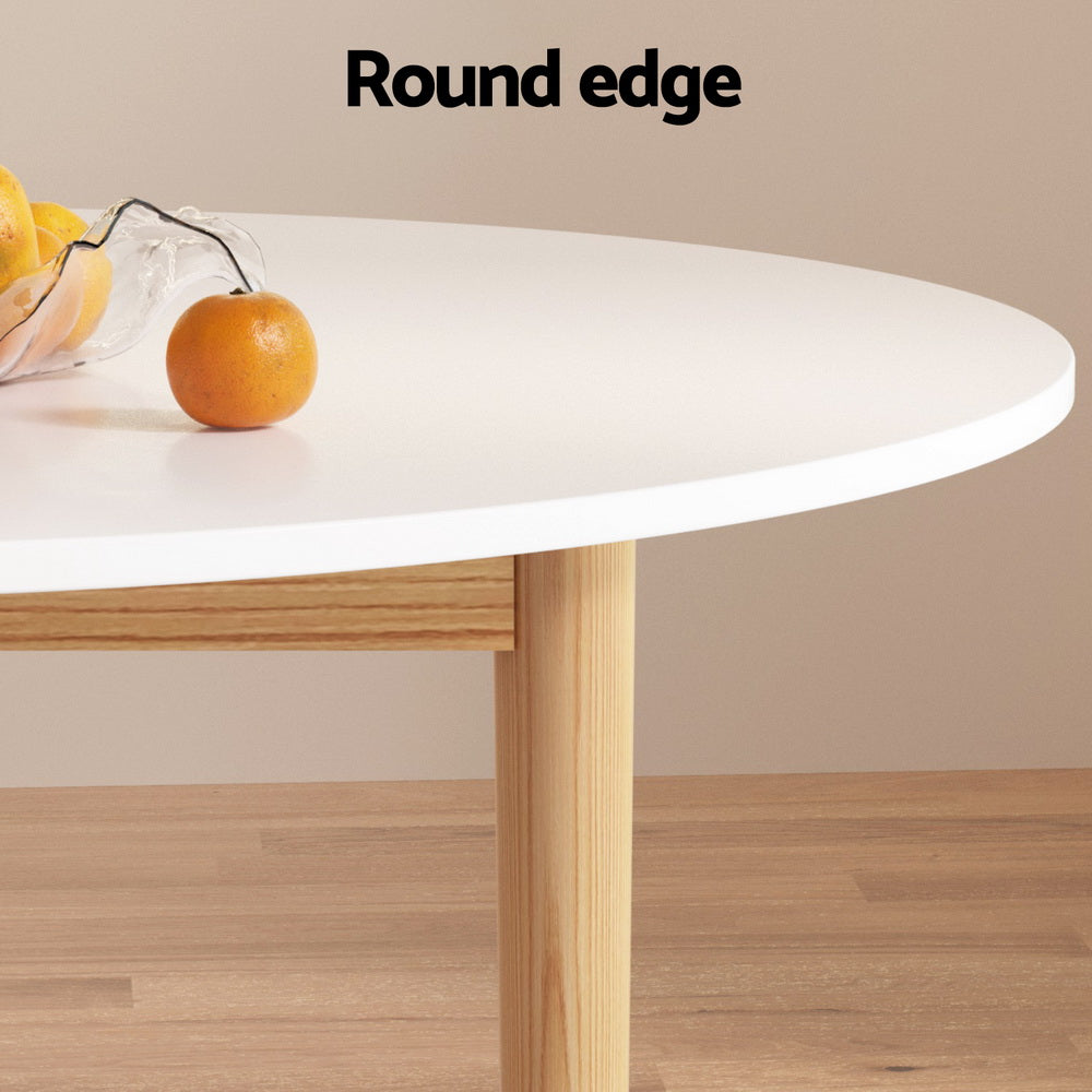 Demi Dining Table Set 4 Chairs White Wood