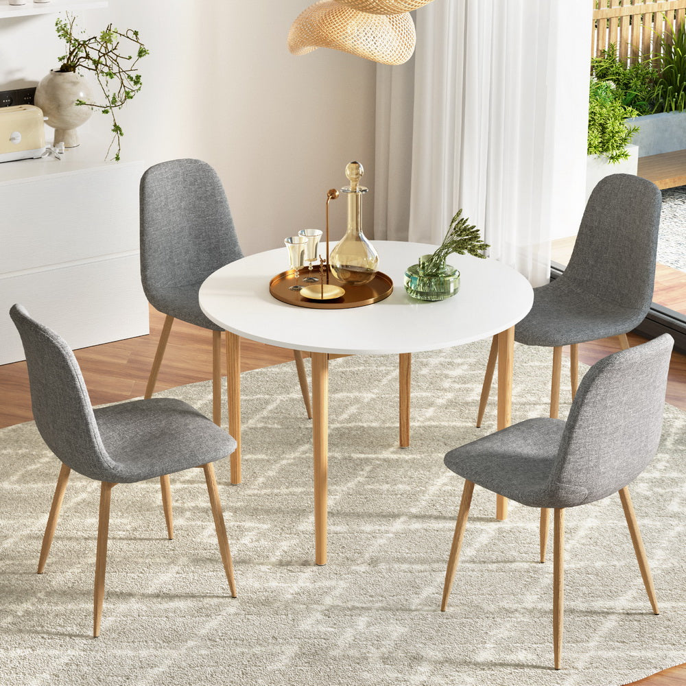 Demi Dining Table Set 4 Chairs White Grey