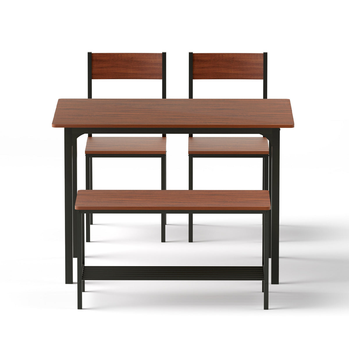 Artiss Dining Table and Chairs Set of 4 Storage Bench Kitchen Furniture Walnut