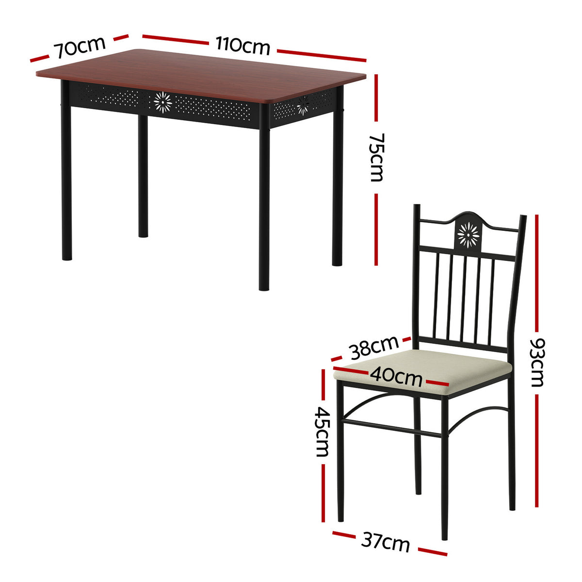 Artiss Dining Table and Chairs Set of 5 Compact Kitchen Furniture Upholstered