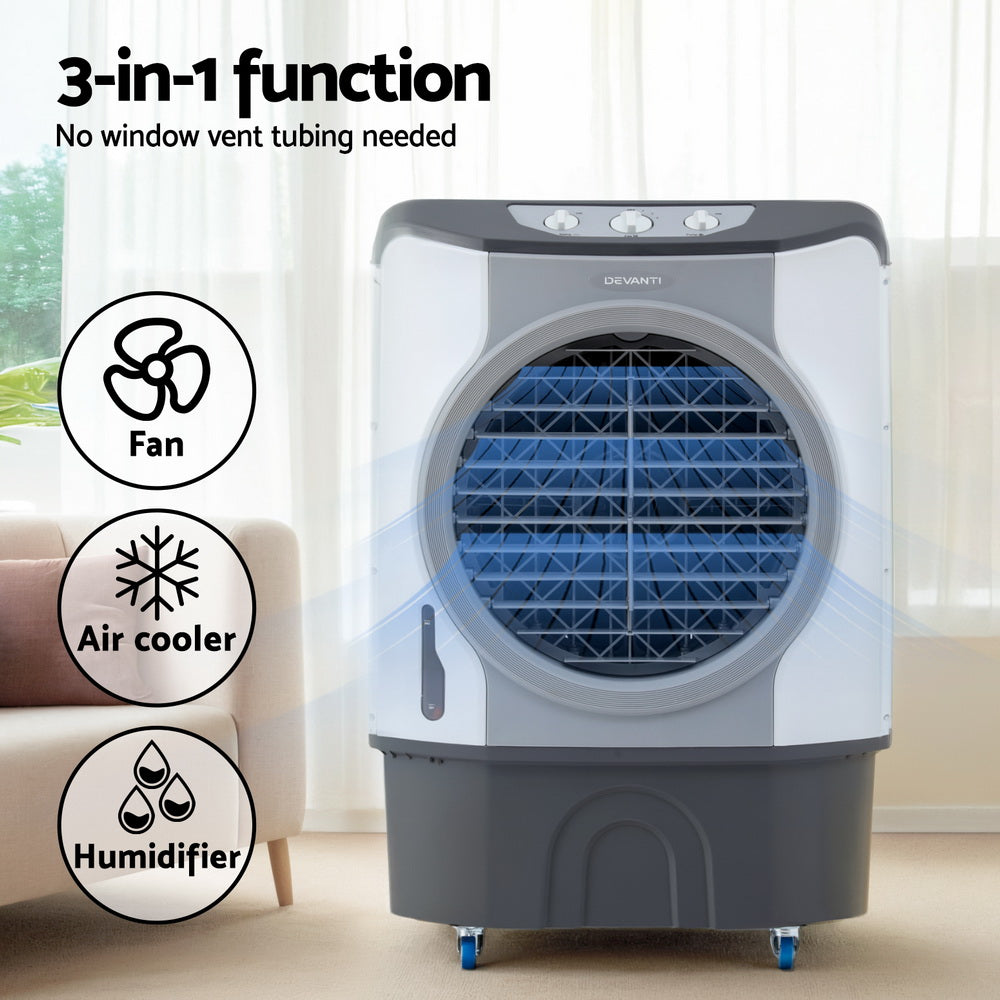 Devanti 45L Commercial Evaporative Air Cooler White/Blue
