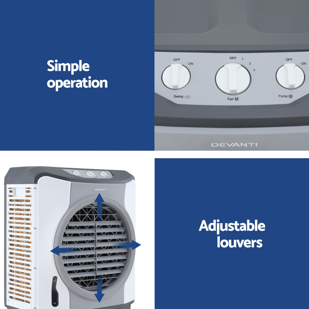 Devanti 45L Commercial Evaporative Air Cooler White/Blue