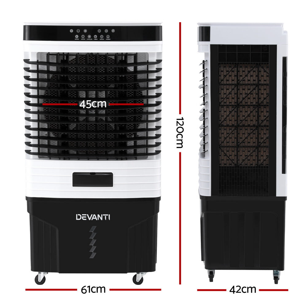 Devanti 60L Evaporative Air Cooler Humidifier Purifier White/Blue