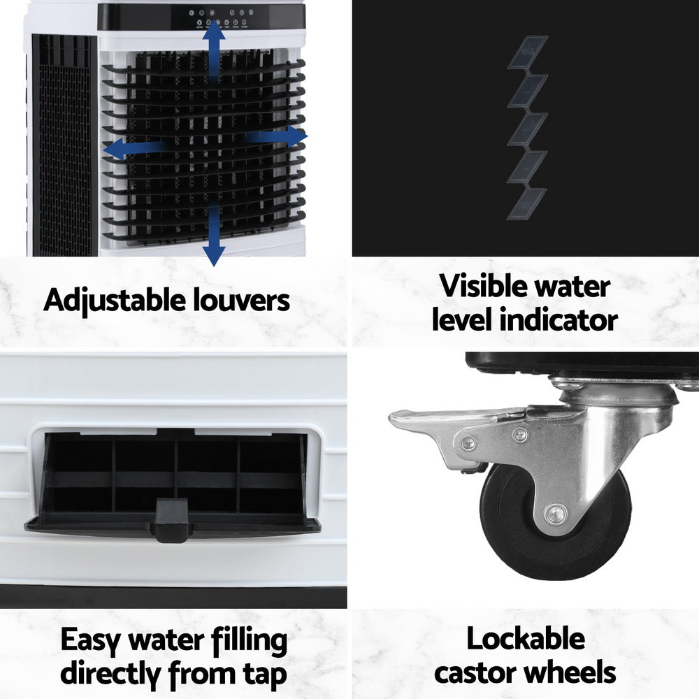 Devanti 60L Evaporative Air Cooler Humidifier Purifier White/Blue