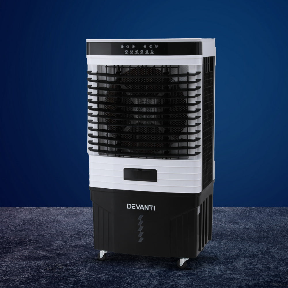 Devanti 60L Evaporative Air Cooler Humidifier Purifier White/Blue