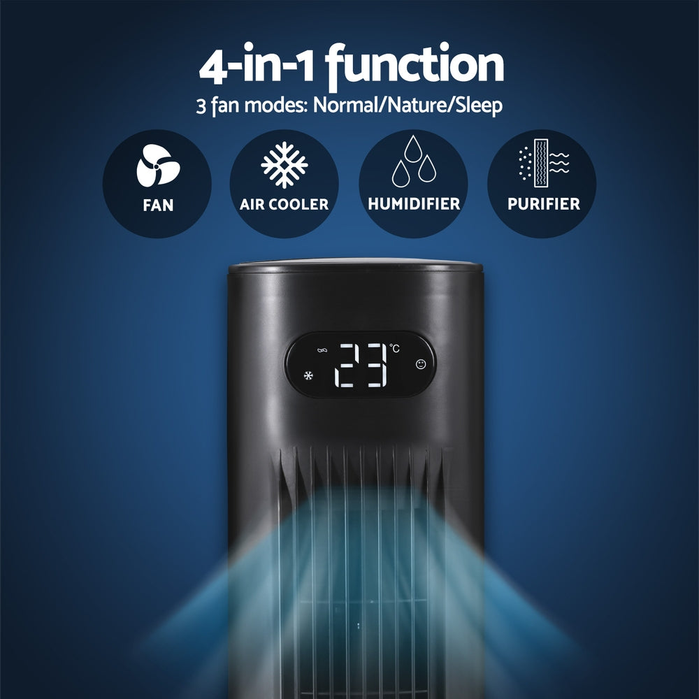Devanti 7L Evaporative Air Cooler Black 4-in-1 Climate Control