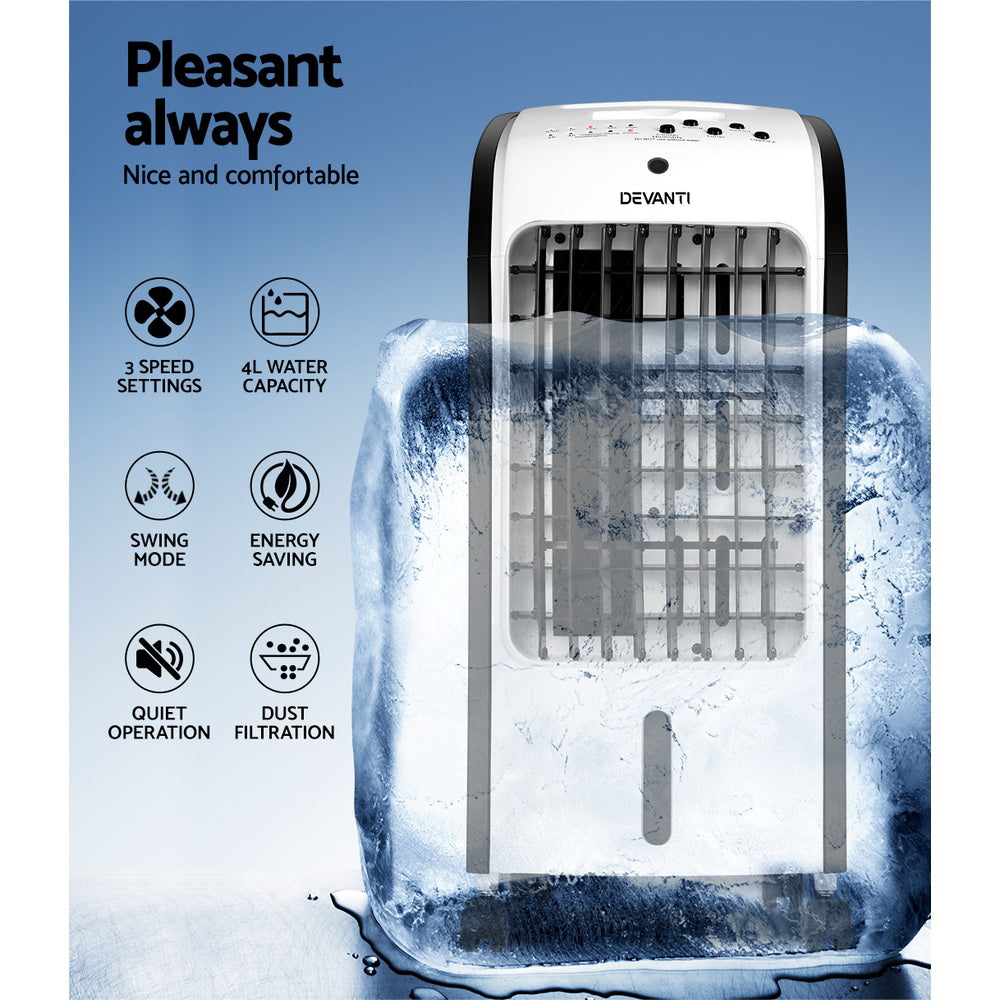 Devanti 4L Evaporative Air Cooler Humidifier Black/White