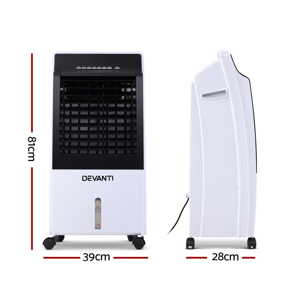 Devanti 8L Evaporative Air Cooler Humidifier Black/White