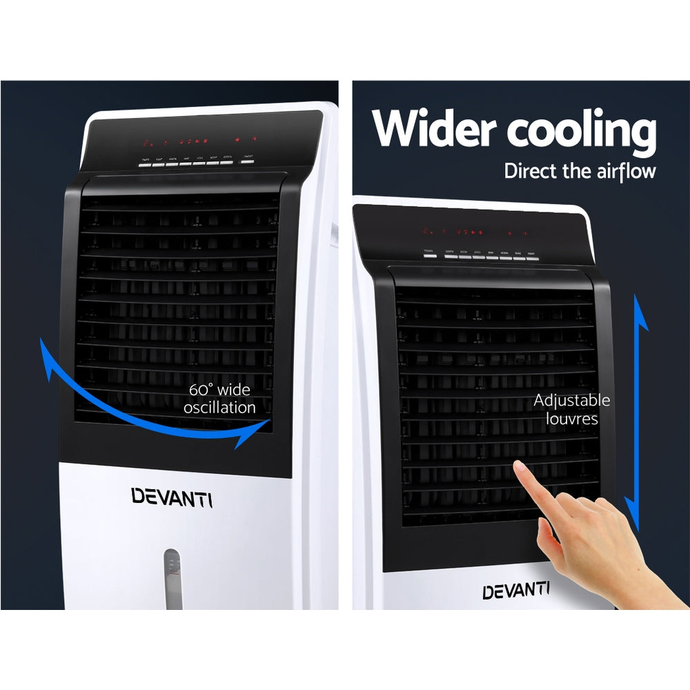 Devanti 8L Evaporative Air Cooler Humidifier Black/White