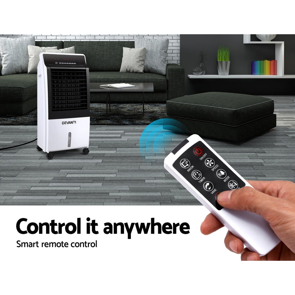 Devanti 8L Evaporative Air Cooler Humidifier Black/White