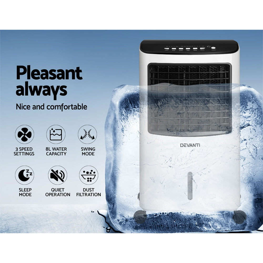 Devanti 8L Evaporative Air Cooler Black/White