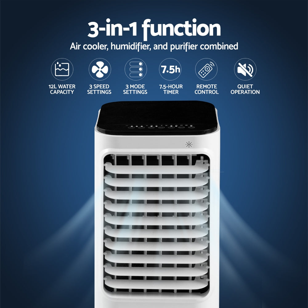 Devanti 12L Evaporative Air Cooler Humidifier Purifier White/Black