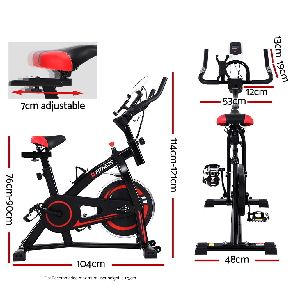 Flywheel Spin Exercise Bike Commercial Black Fitness Machine