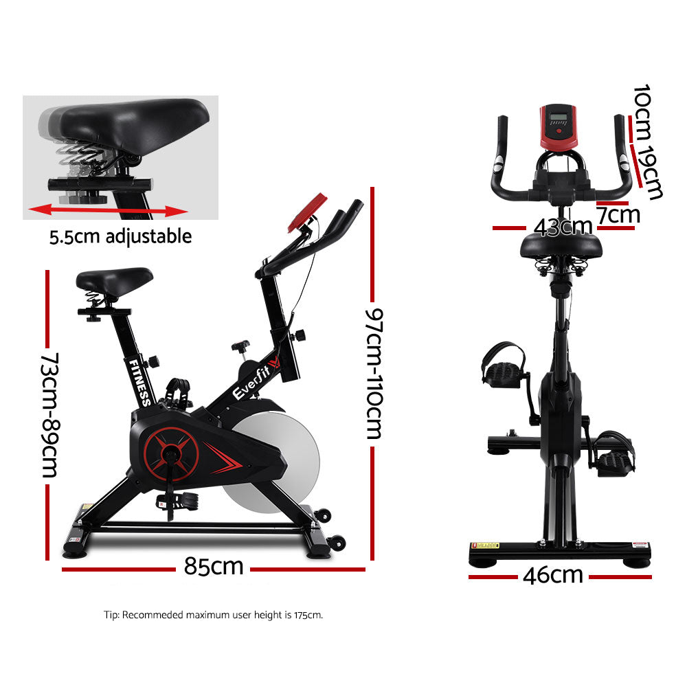 Everfit Spin Bike 6kg Flywheel Home Gym Fitness Machine Black