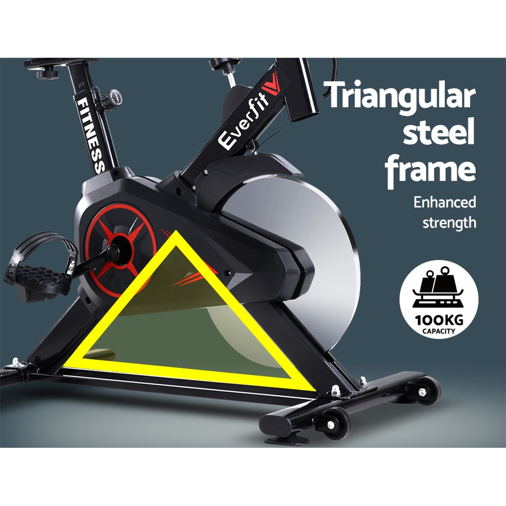 Everfit Spin Bike 6kg Flywheel Home Gym Fitness Machine Black