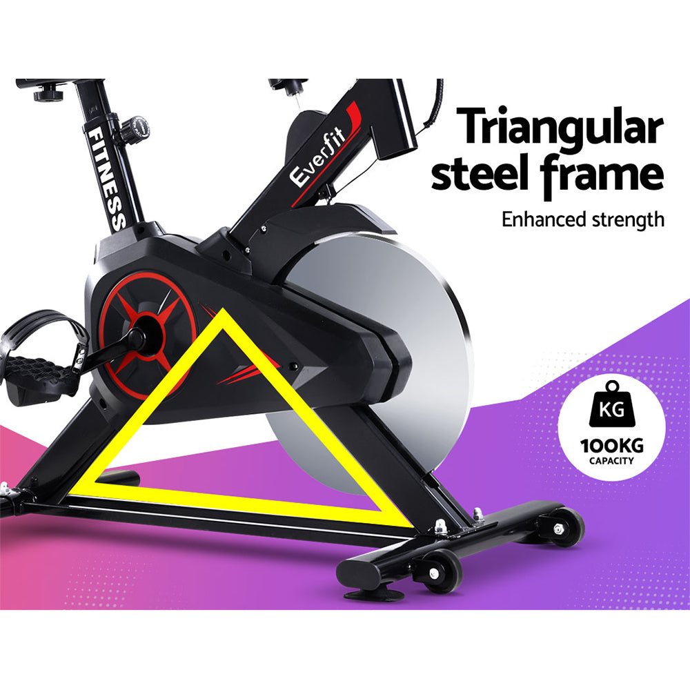 Everfit Spin Bike 10KG Flywheel Adjustable Black/Silver