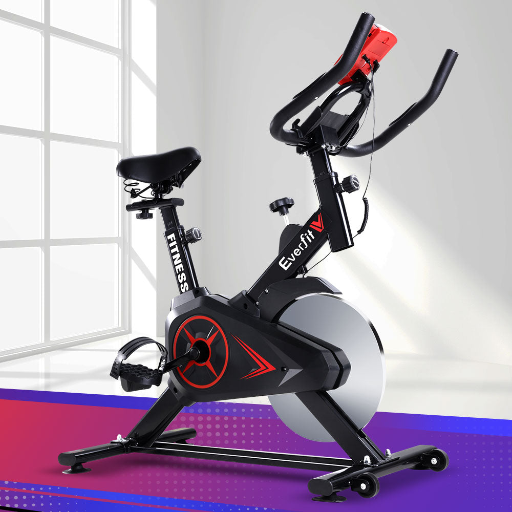 Everfit Spin Bike 10KG Flywheel Adjustable Black/Silver