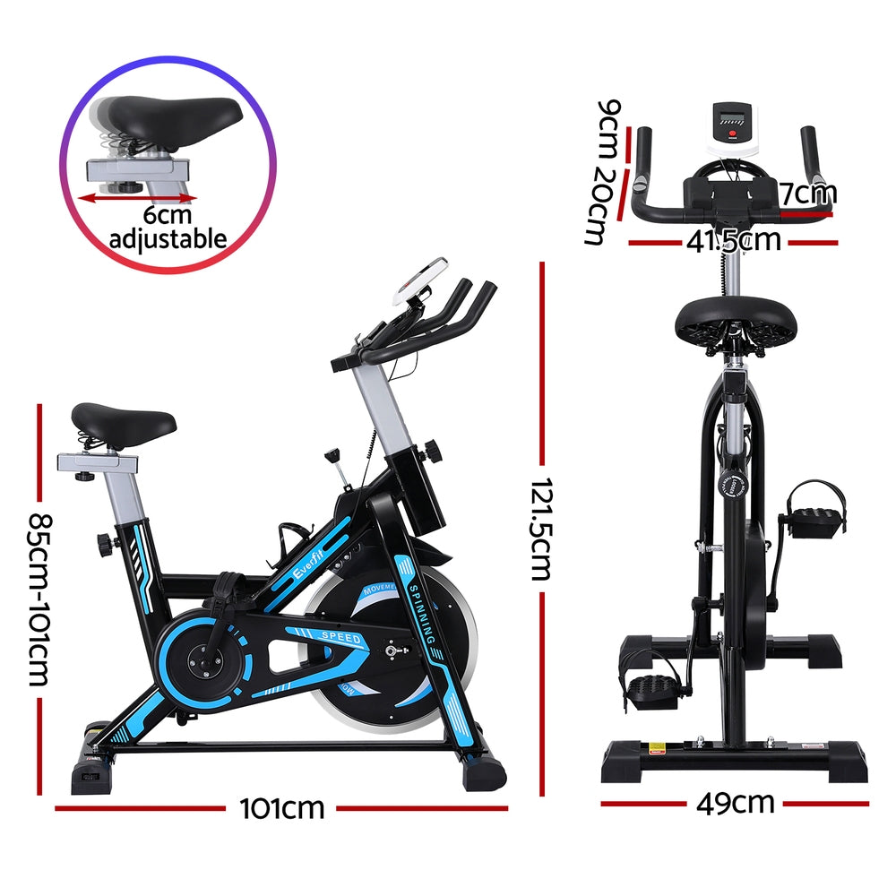 Everfit 13kg Flywheel Spin Bike 150kg Capacity Black