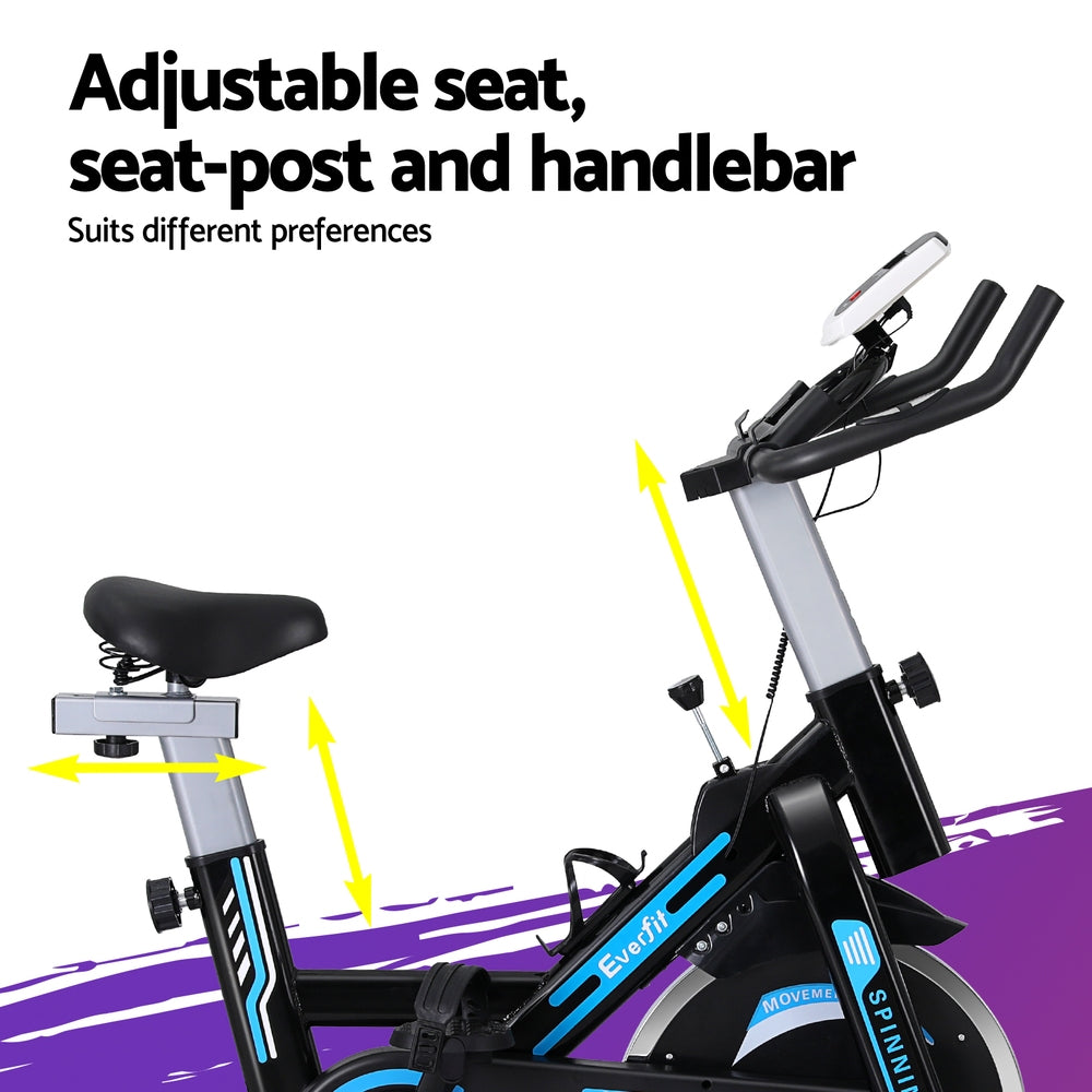 Everfit 13kg Flywheel Spin Bike 150kg Capacity Black