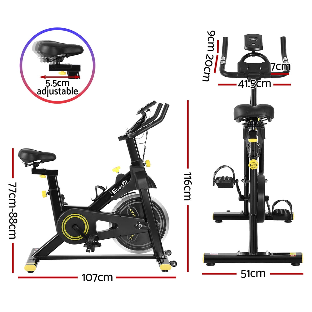 Everfit Spin Bike Cardio Gym Bluetooth Black