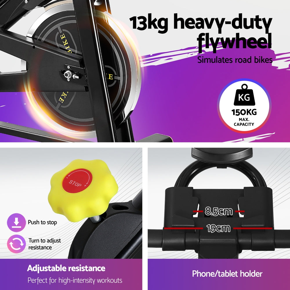 Everfit Spin Bike Cardio Gym Bluetooth Black