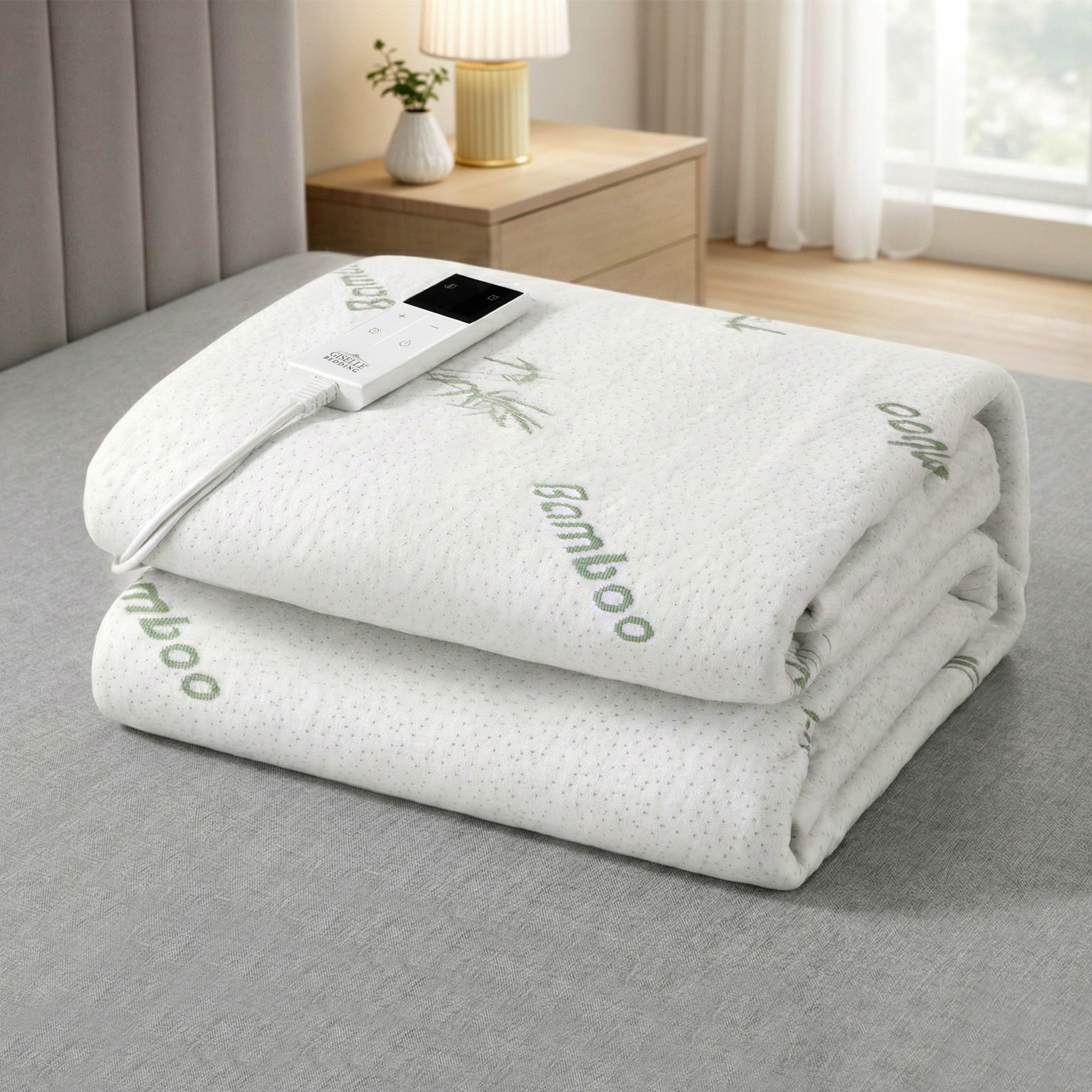Giselle Electric Blanket Bamboo Fabric King Single Fitted Heated Pad Underlay Washable Winter