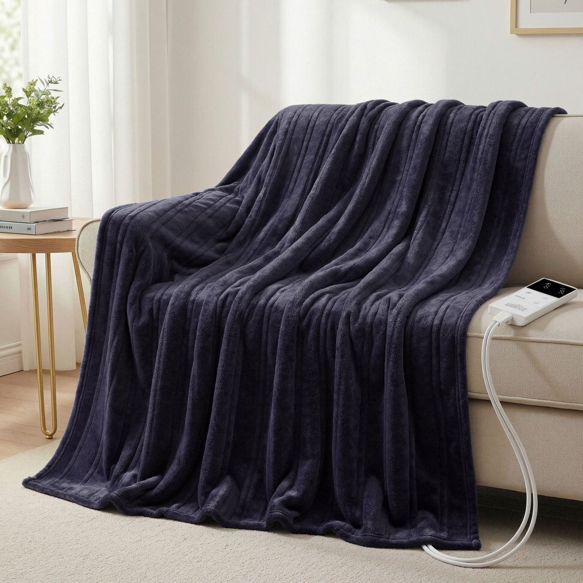 Giselle Electric Throw Rug Double 200x180cm Charcoal Heated Blanket