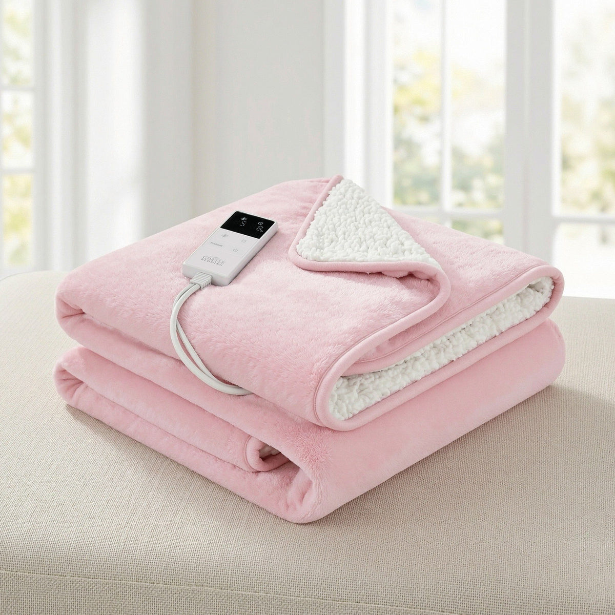 Giselle Electric Throw Rug 160cm x 130cm Heated Blanket Pink