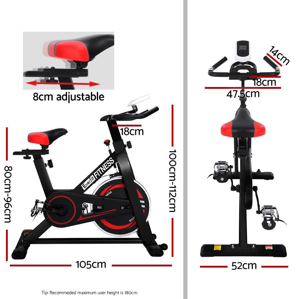 Everfit Indoor Spin Bike 6kg Flywheel Black