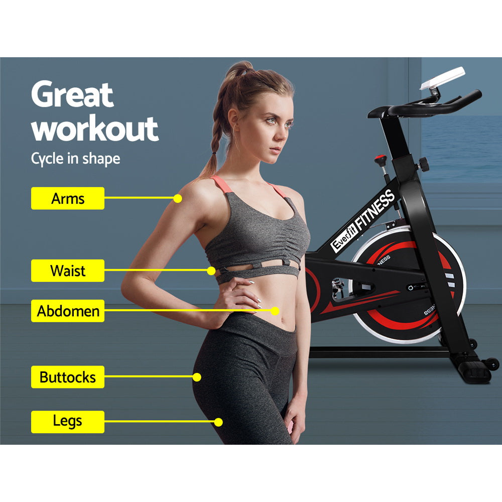 Everfit Indoor Spin Bike 6kg Flywheel Black