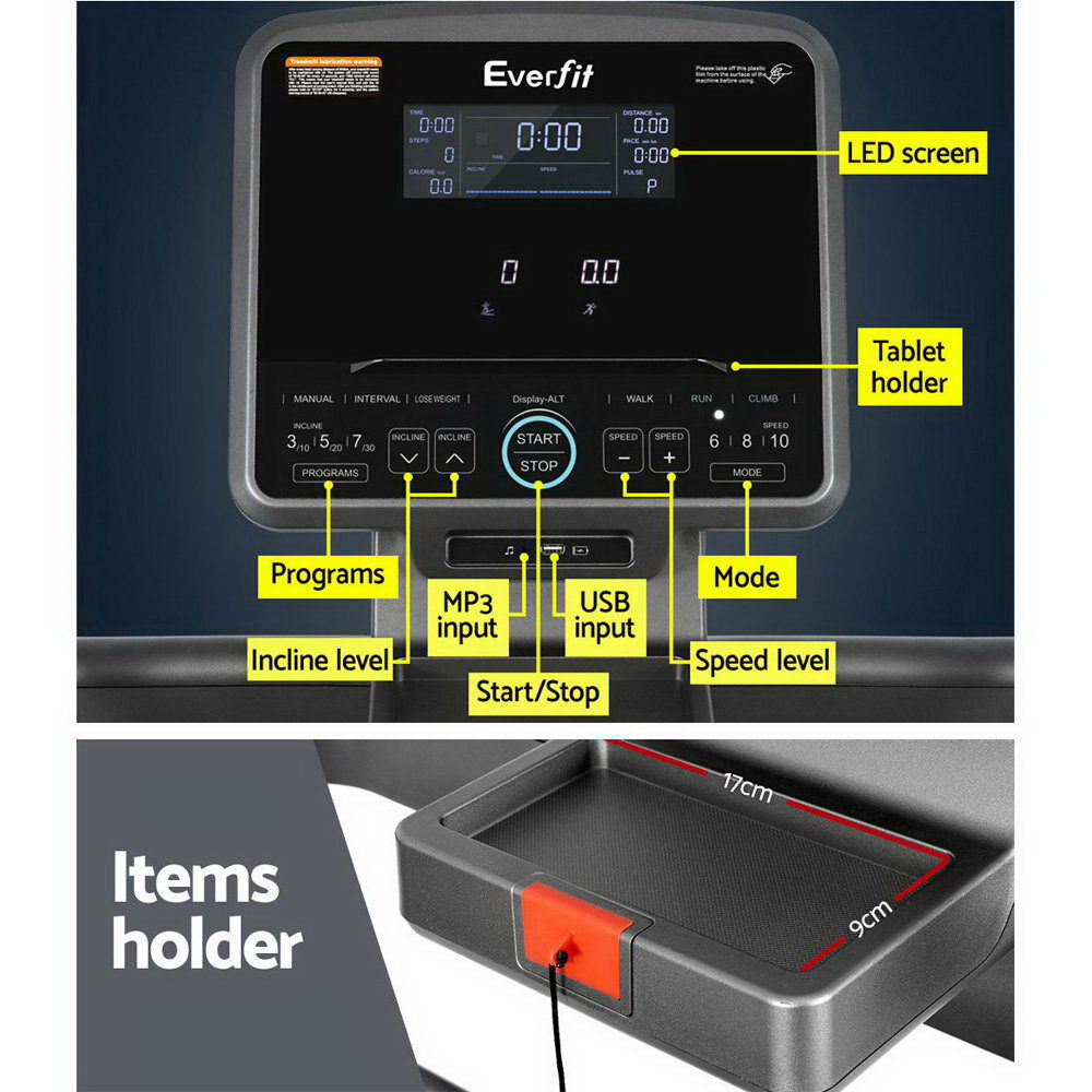 Everfit Professional Home Gym Electric Incline Treadmill Black