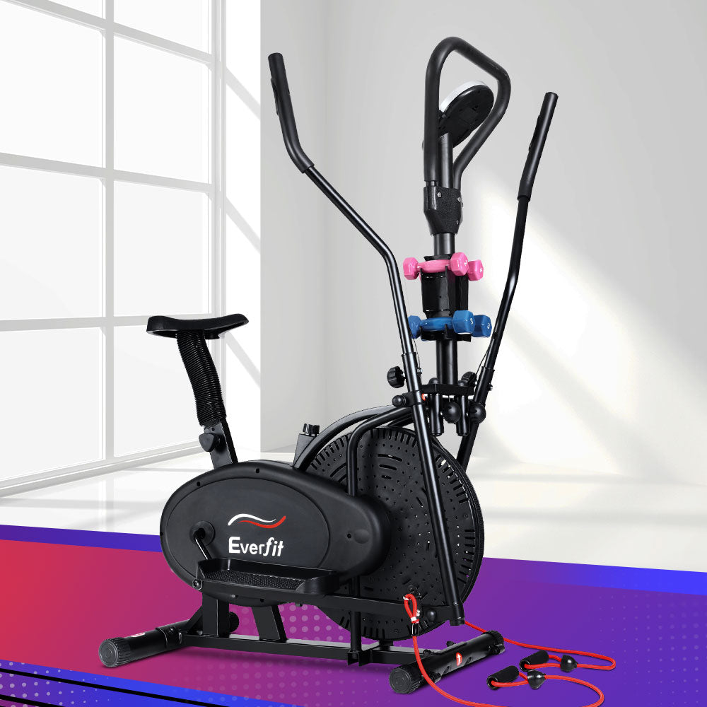 Everfit 6-in-1 Elliptical Cross Trainer Exercise Bike Black