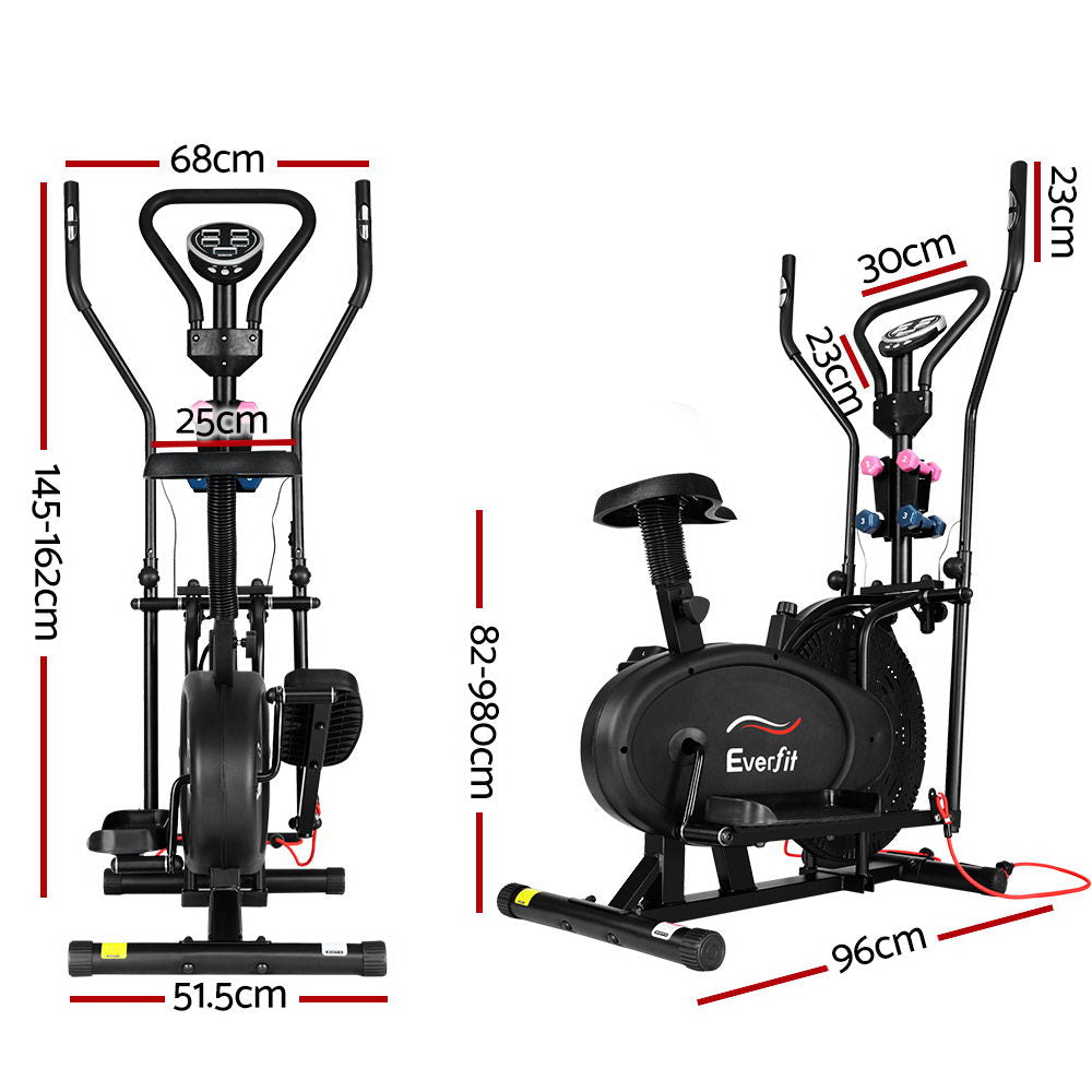 Everfit 6-in-1 Elliptical Cross Trainer Exercise Bike Black